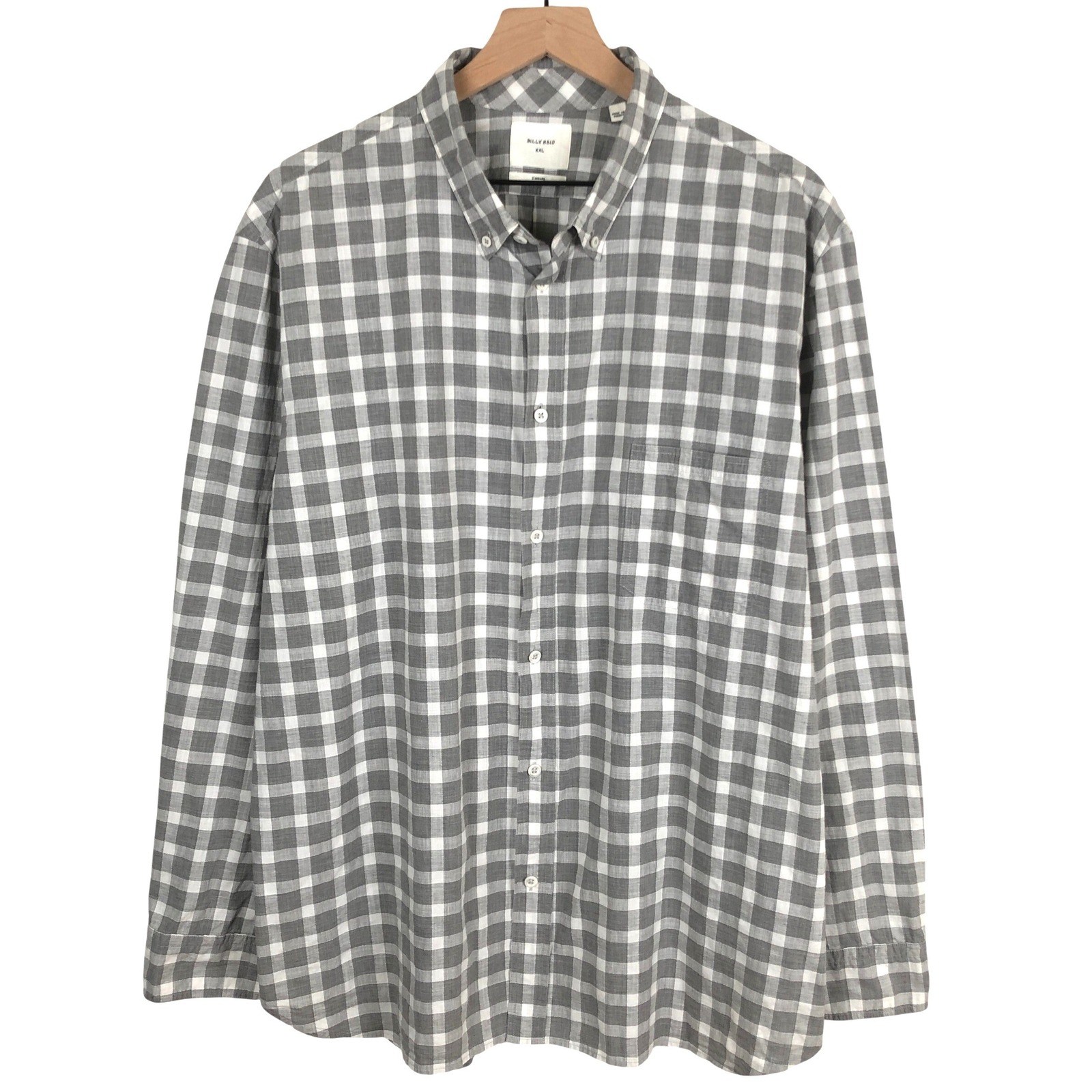 Billy Reid Gingham Checkered Standard Fit Button Down Shirt Men's Xxl Gray White